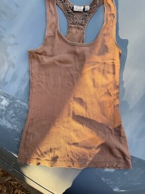 Esprit Ribbed Racerback Tank Top - Brown